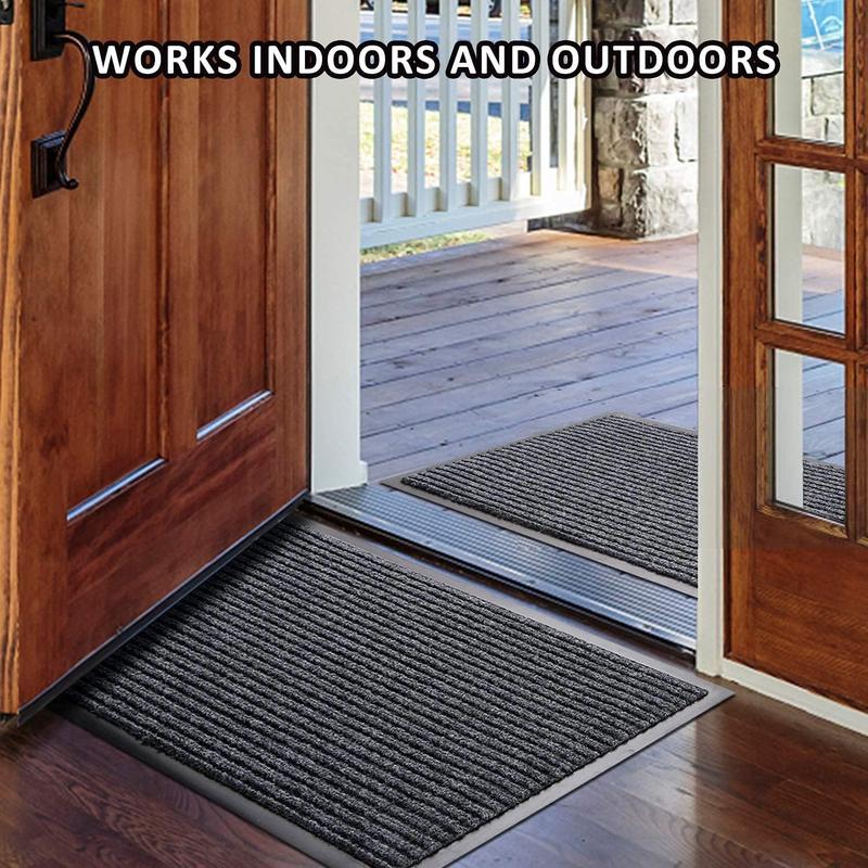Dirt Trapper Door Mat for Indoor & Outdoor - Anti Slip Heavy Duty Waterproof Rubber Doormats - Washable Rug Mat & Front Door Carpet for Home Kitchen & Office (Grey, 44 x 75 cm) 6