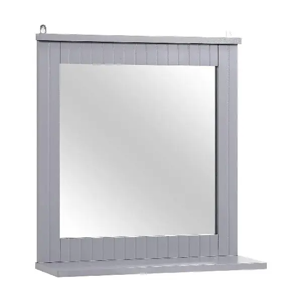 Yorkshire Homeware Wall-Mounted Mirror, Bathroom Mirror with Shelf, Hanging Vanity Mirror, Home Office Living Room Finish 4