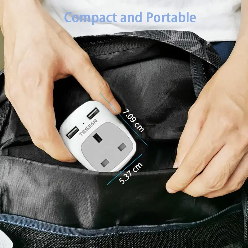 UK to European EU Travel Adapter with 2 USB Ports - TESSAN Power Euro Europe Grounded Plug Adapter for Germany France Iceland Poland Spain Russia and More (Type E F) Not Include Italy 3