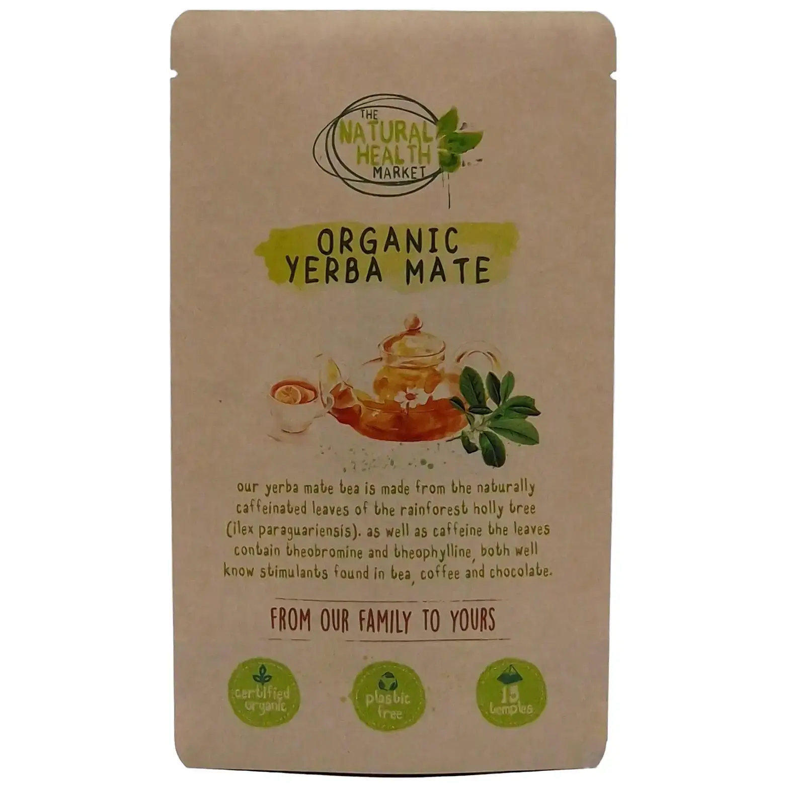 Organic Yerba Mate Tea Bags  - Plastic Free By The Natural Health Market - Dried Beverage