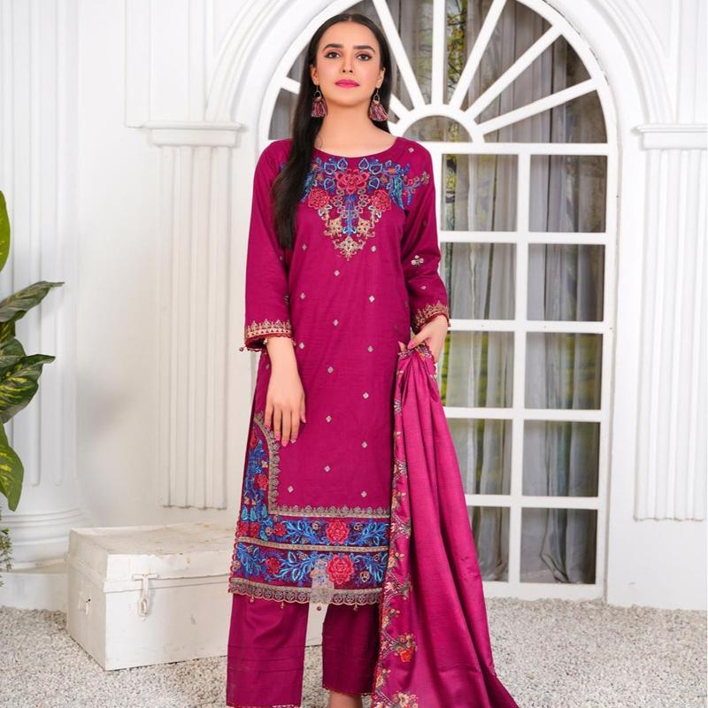 SB By Momina Designer - 3 Piece Cotton Embroidered Kameez With Trouser | MB-02 | Comfort Comfortable 0