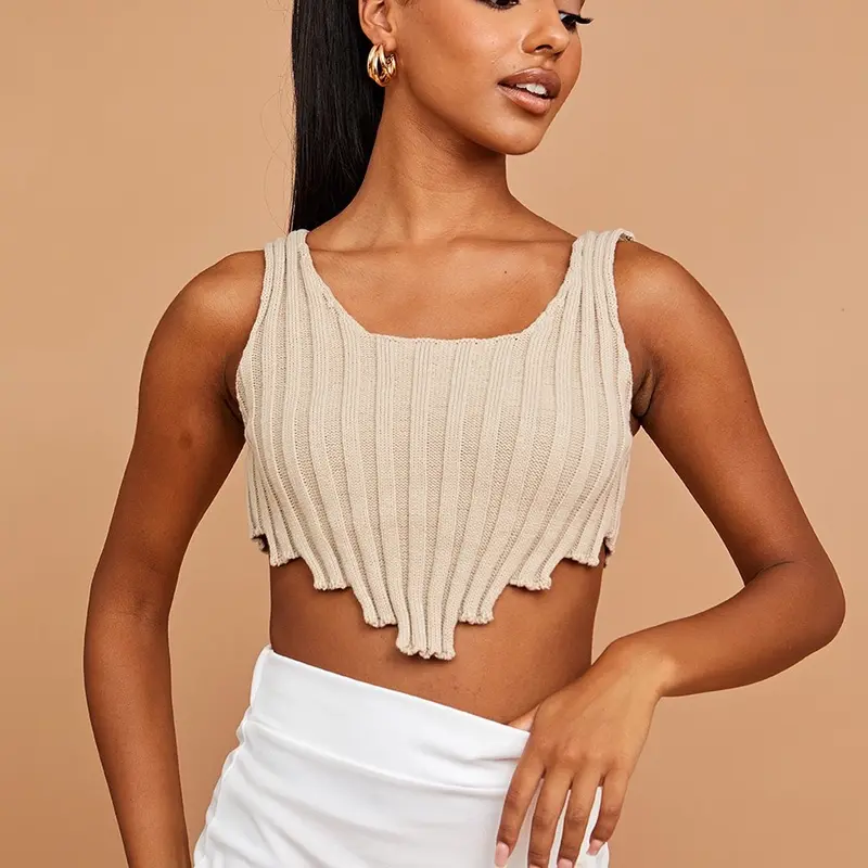Cropped asymmetric hem knitted vest top (s/m - uk 6-10) (m/l - uk 12-14) 3
