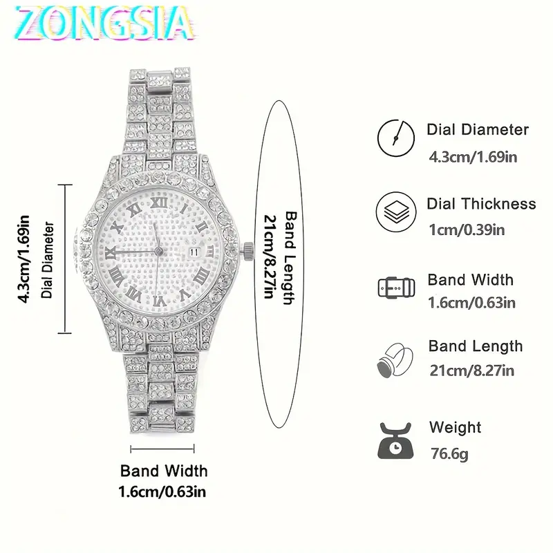 Hip Hop Watches, Luxury Sets, Bracelets, Necklaces, Fashion Classics, Matching Men's Wear 3