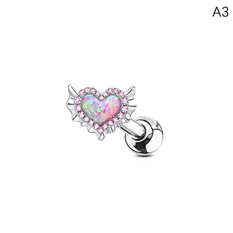 1PC Sweet Heart-shaped Belly Button Ring Nipple Rings Lip Nails Ear Bone Studs Piercing Nose Piercing Fake Septum Jewelry 7