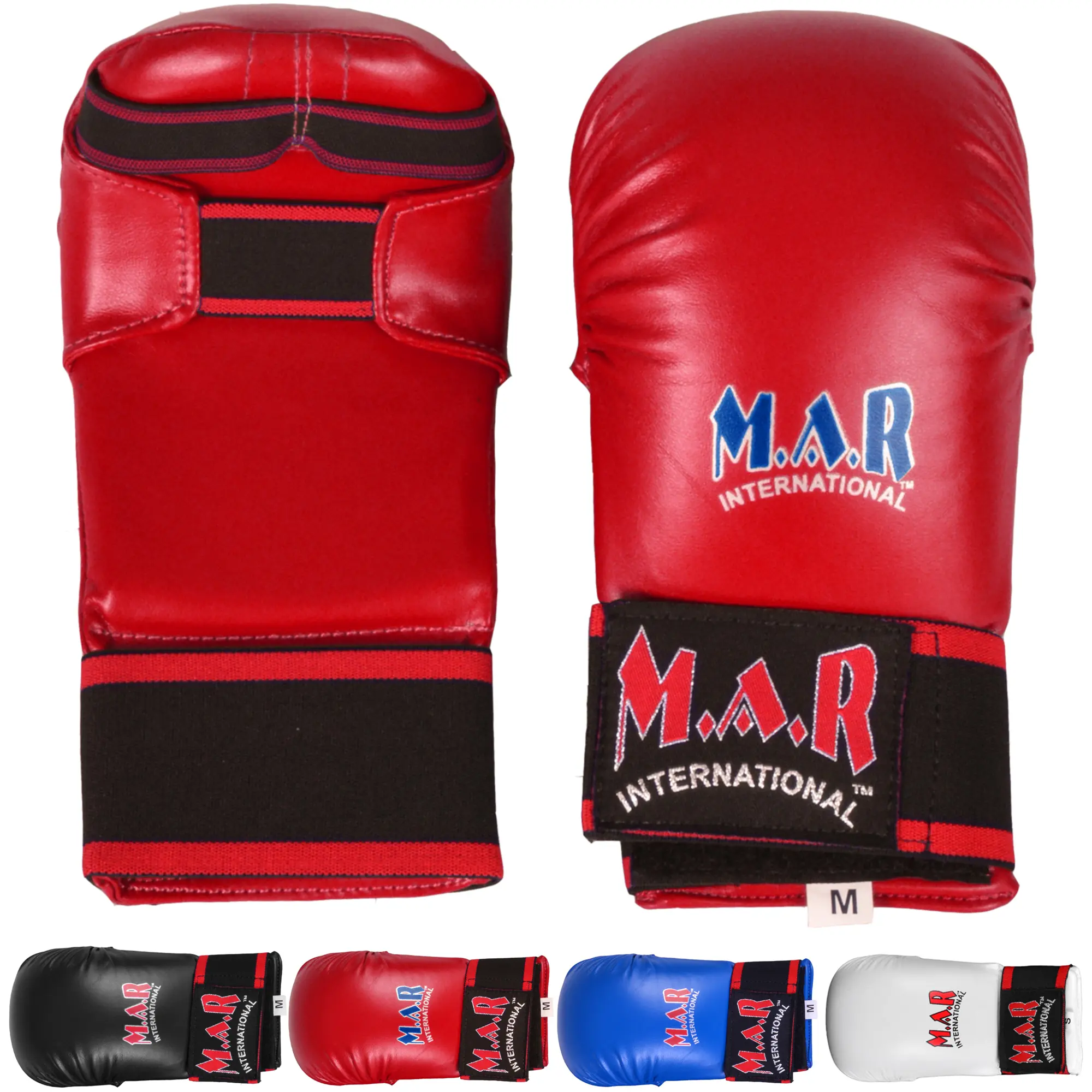 MAR | Red Karate Mitts with Flexible Wrists, Karate Gloves for Martial Arts Fighting, Sparring & Training Gloves, MMA Gloves, Foam Padding Semi-Contact Gloves, Mixed Martial Arts Gloves