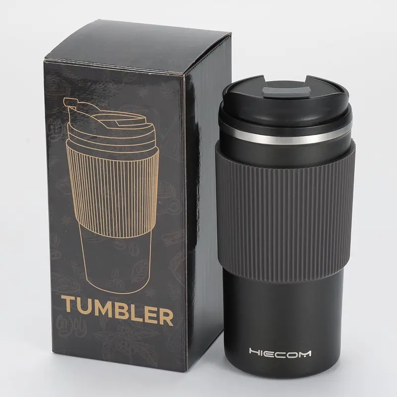 Coffee Cup Vacuum Insulated Travel Mug with Double-Wall, Heat-Resistant Design, Non-Slip Silicone Grip, and Leakproof Lid for Hot and Cold Beverages Drinkware Flasks Stainless Steel thermal  coffee 0