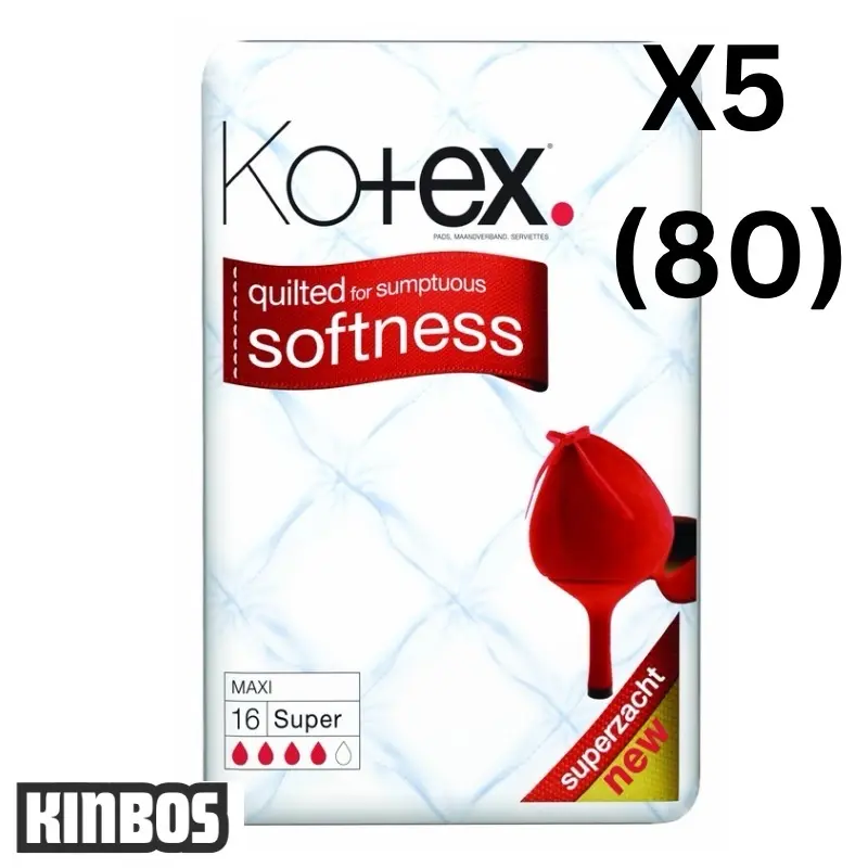 Kotex Maxi Super Sanitary Towels Pads - Pack of 5 (80) for Women's Period Pack Period Comfort 0