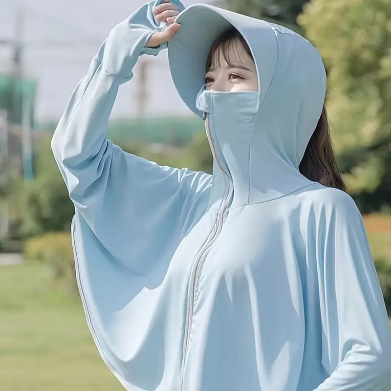 Women's UV Protection Hooded Sun Shirt, Lightweight Long Sleeve Shawl Cape, Summer Outdoor Sports Cardigan, Sun Protective Clothing 2