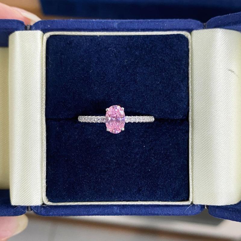 【T8】925 Sterling Silver Oval Shape CZ Ring 4