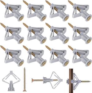 100pcs Plasterboard Wall Plugs Plasterboard Fixings Drywall Screws and Wall Plugs Set Plasterboard Rawl Plugs