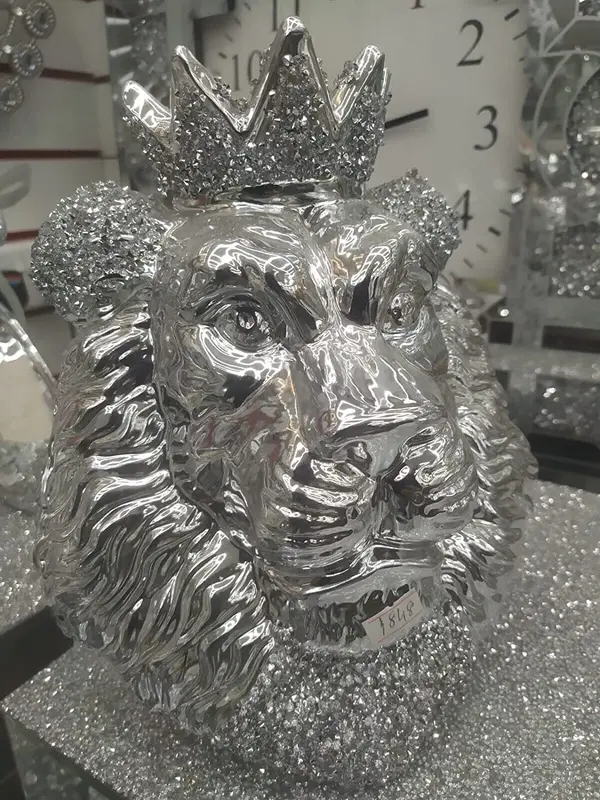 Zidan Bargains Crushed Diamond Crystal Jewel Sparkle Ornament Bling Gift Lion King Face With Crown 2