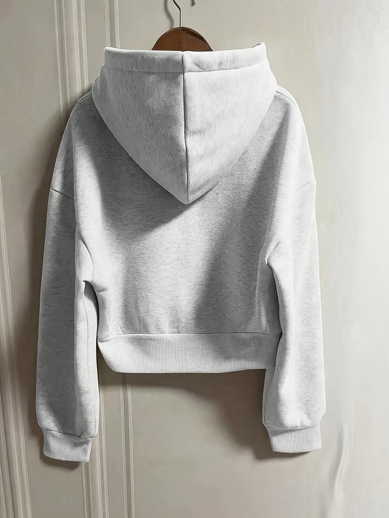 Product Introduction of Cozy Drop Shoulder Hoodie - Fashion Hoodies with Kangaroo Pocket, Casual Zipper Long Sleeve Drawstring Sweatshirt, Soft Women's Clothing for Everyday Wear 11