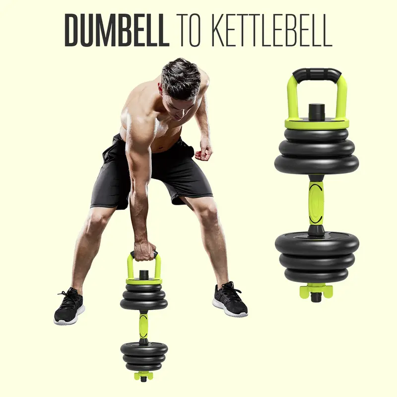 STRONGWAY Adjustable 6 in 1 Dumbbell Barbell Kettlebell Push Up Set - 20KG, 30KG and 40KG SETS with Adjustable Weight Bench 6