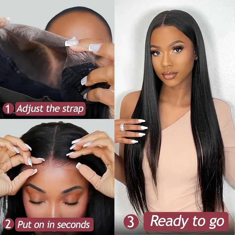 Wear And Go Glueless Wigs Human Hair Pre Plucked Pre Cut 4X4 HD Lace Front Wigs Human Hair Straight Human Hair Lace Front Wigs For Women 150%Density 2
