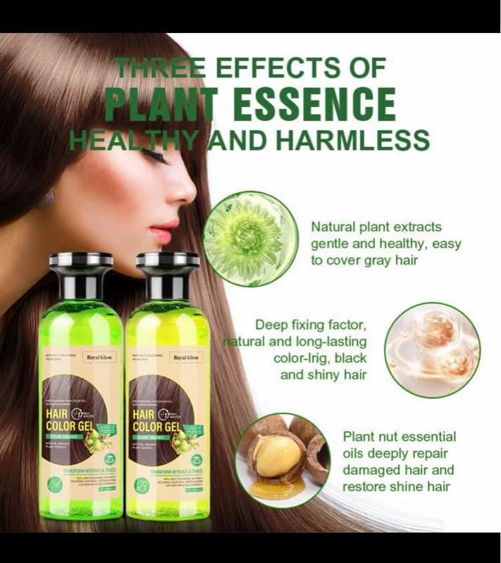 Product Introduction of Royal Glow Natural Black & Dark Brown Professional Hair GEL(Natural Organic Plant Essence) Gentle & Non-Irritating for Both Men & Women(2*250ml) 7
