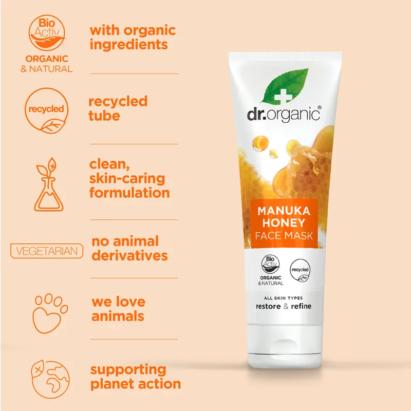 Dr. Organic Manuka Honey Face Mask for all skin types Clay Cleansing Cleansing Facial Restore Sensitive Comfort 3