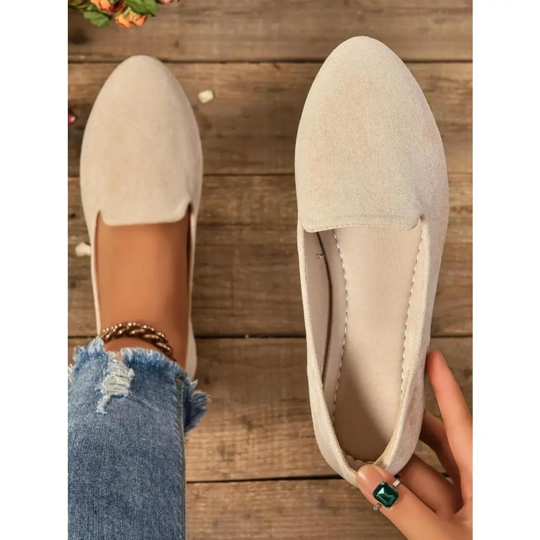 Women's Solid Color Pointed Toe Flat Shoes, Casual Comfortable Slip on Shoes for Daily Wear, All-match Commuter Shoes for Work & Daily Wear, Designer Shoes Footwear Girl Flatform Running