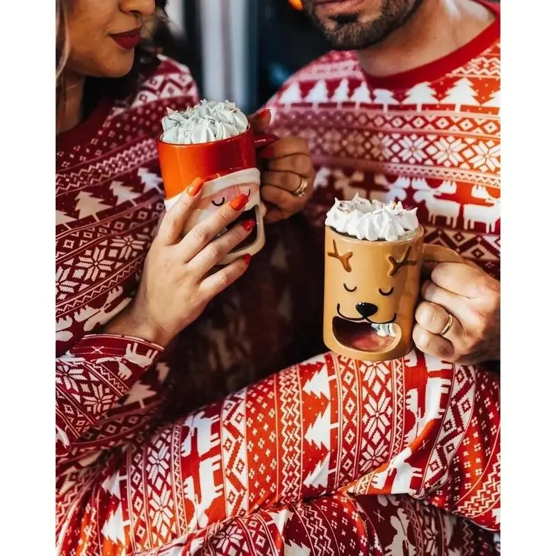 2024 New Year's Costume Christmas Family Matching Pajamas Allover Print Casual Loose Sleepwear Baby Boys Girls Clothes Xmas Look 5