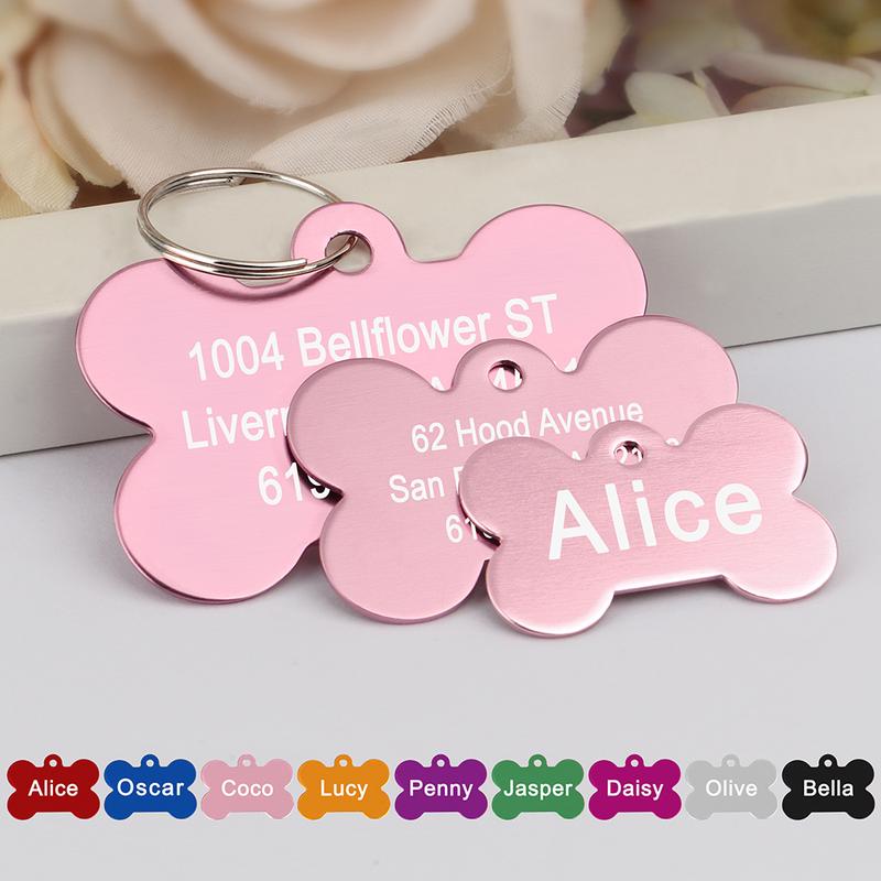 Product Introduction of Personalized Dogs Cats ID Tag Custom Alloy Bone Puppy Kitten Collar Accessories Anti-lost Pet Name Tags for Small Large Dog Cat 7
