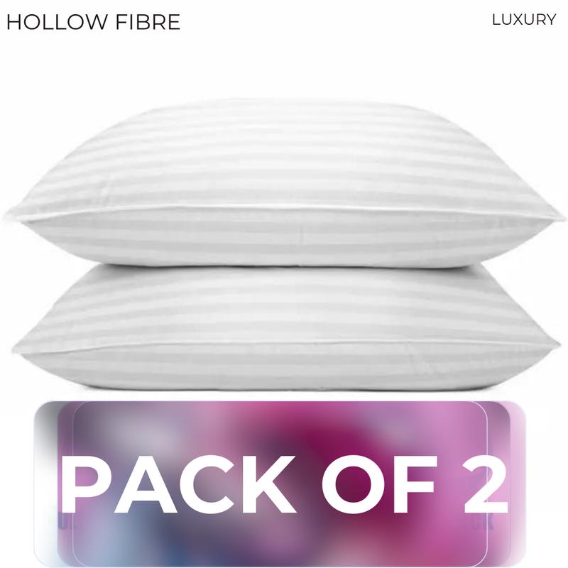 Hotel Quality Bounce Back White Stripe Pillows Anti Allergic Luxury Soft Hollowfibre Filled 1