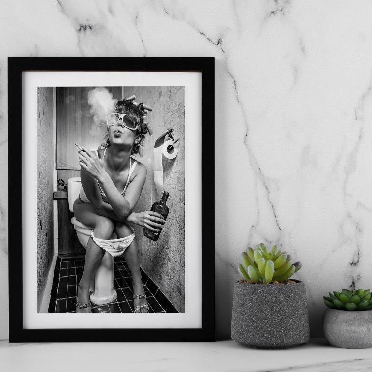 Girl On Toilet Smoking Print | Home Print | Home Gift | Wall Print | Gift | Wall Art | Decor | Poster | UNFRAMED 1