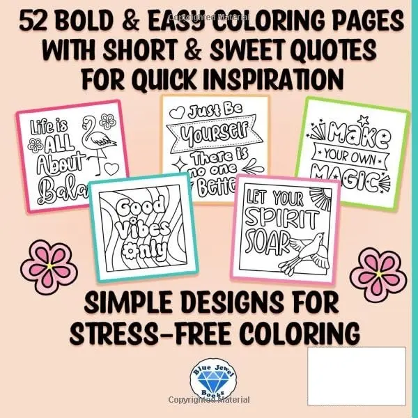 Bold and Easy Inspirational Coloring Book: Simple Large Print Motivational Quotes for Adults, Women, Teens, Kids and Seniors - Paperback 1