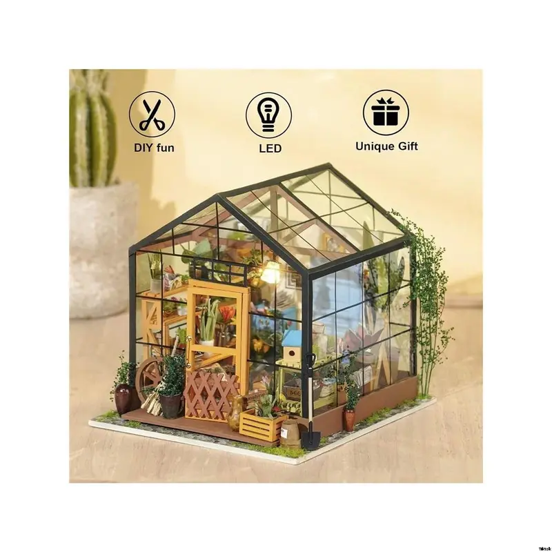 Best Birthday Gifts for Teens Accessories and Furniture With Flower House Cathys Kit House Library DIY Miniature Kit House Doll Rolife 3