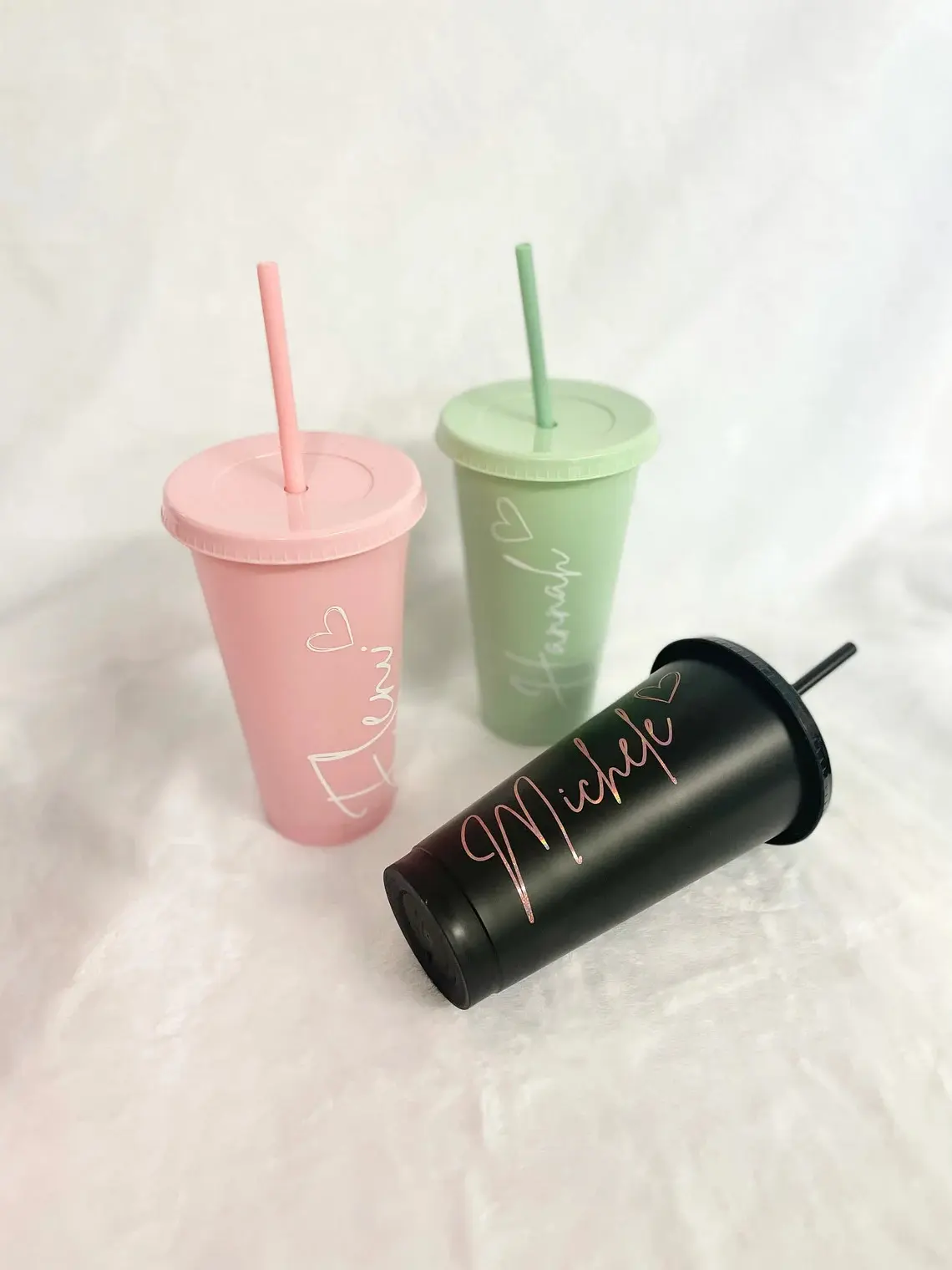 Personalised Cold Cup with Straw, Starbucks Inspired, Pastel Colours, Named Plastic Tumbler, Cold Cup, 24oz Reusable Cold Cup, Starbucks Cup Drinkware Drinkware Stylish Washable Portable Bottle Water Bottles Bottled