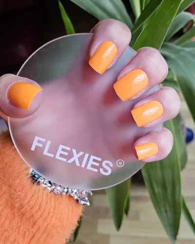 Flexies- Orange is the new black, Salon Quality, Reusable, Long Lasting, Press on Nails