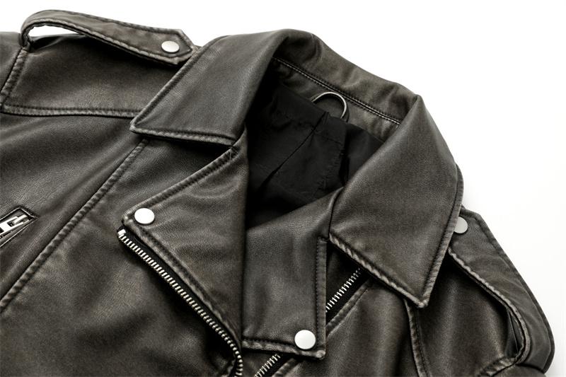 Product Introduction of NEW New Coal graysty le Women's washed leather jacket with belt, short coat with downgraded zipper and vintage lapel jacket HOT 14