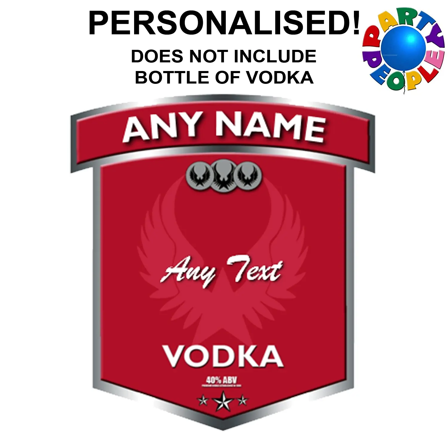 Personalised Vodka Bottle Label - Any Name & Message  to customise your bottle of vodka!  (DOES NOT INCLUDE ALCOHOL)