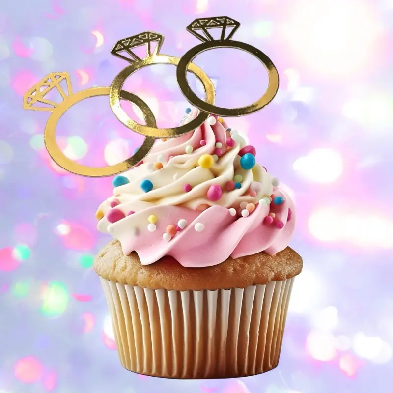 Pack of 12 Bride to Be Engagement Ring Cupcake Toppers - Decor, Ornaments Decoration