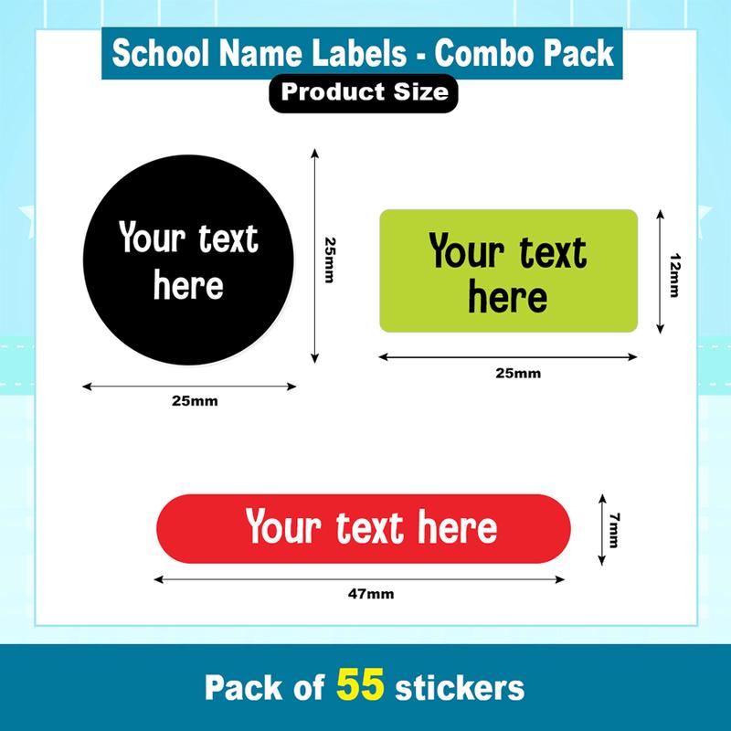 Papa Prints 55 Kids Name Labels - Waterproof, Self-Adhesive Stickers for School & Water Bottles 1