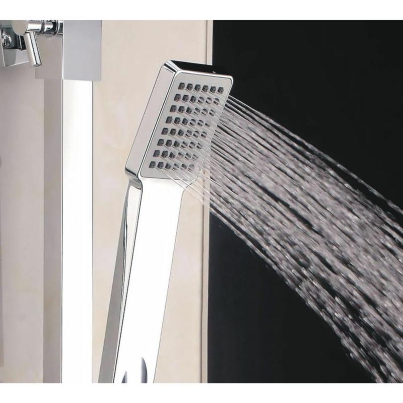 Large Waterfall Chrome Square Dual Shower Head Riser Rail Luxury Bathroom Set 7