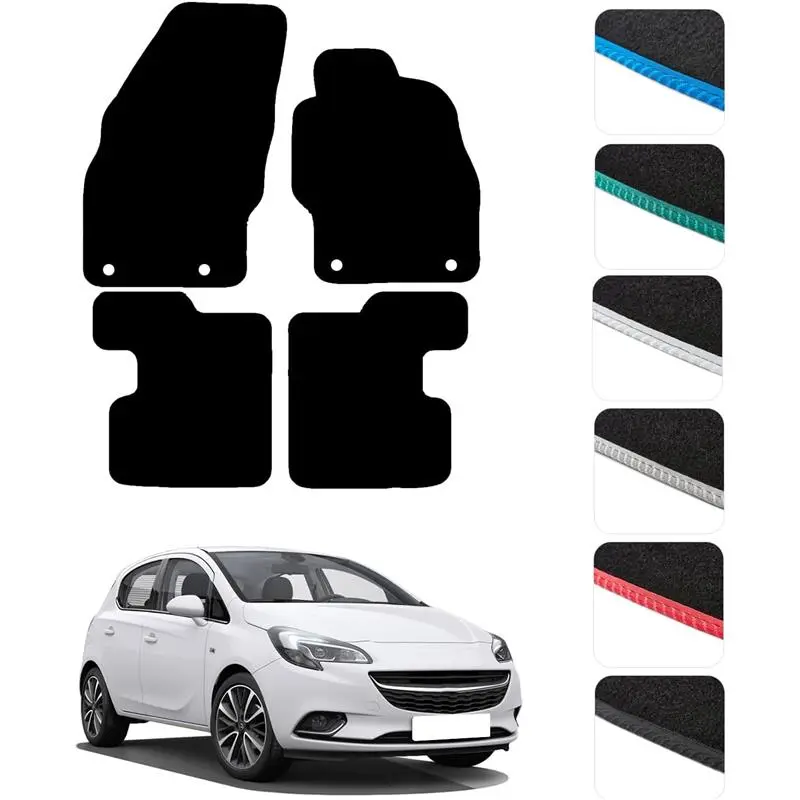 GCM - Car Floor Mats for Vauxhall Corsa E 2014-2020 Full Coverage Floor Protection - Anti Slip & Fit Car Mat with Clips Easy to Clean Car Carpet for All-Weather