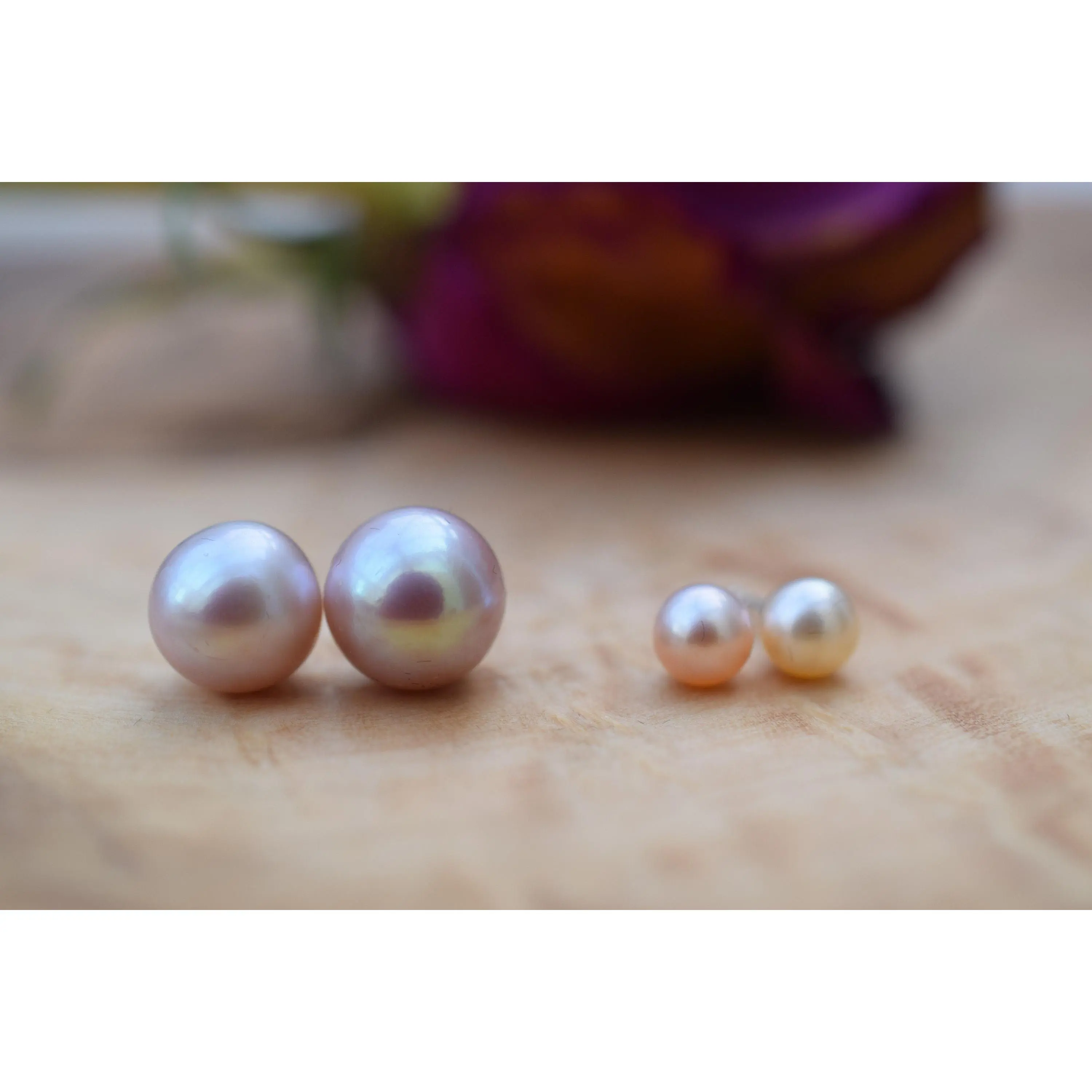 Pink Pearl Earrings in Sterling Silver