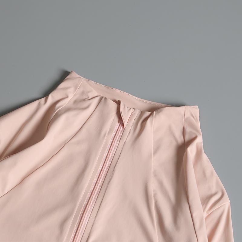 Product Introduction of New yoga wear ladies coat round high elastic loose exercise yoga fitness long sleeve stand-up collar  yoga tops 22