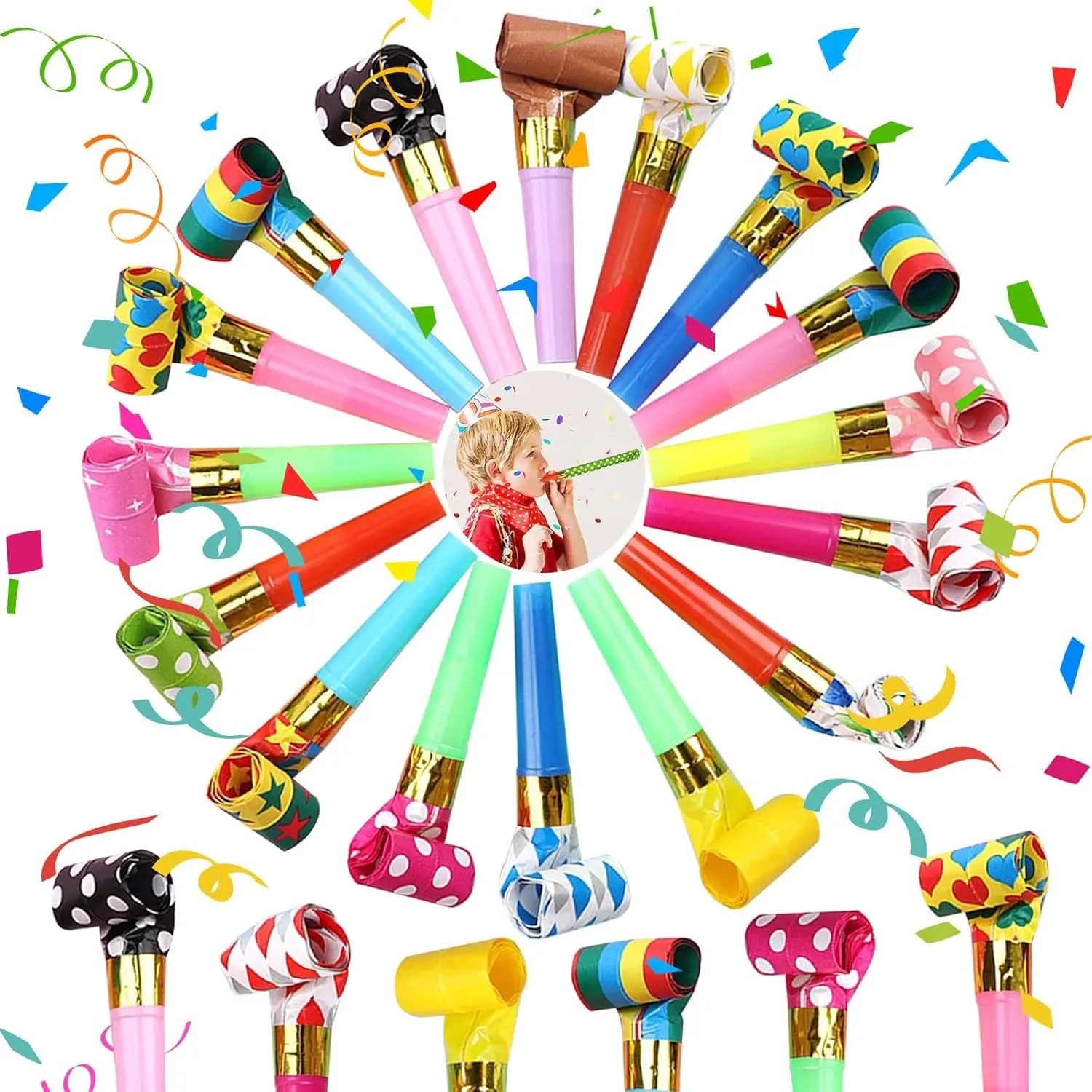 20 PCS Colourful Party Blowers Whistles - Perfect Party Gifts for Birthday, Anniversary, Graduation, Wedding, Christmas