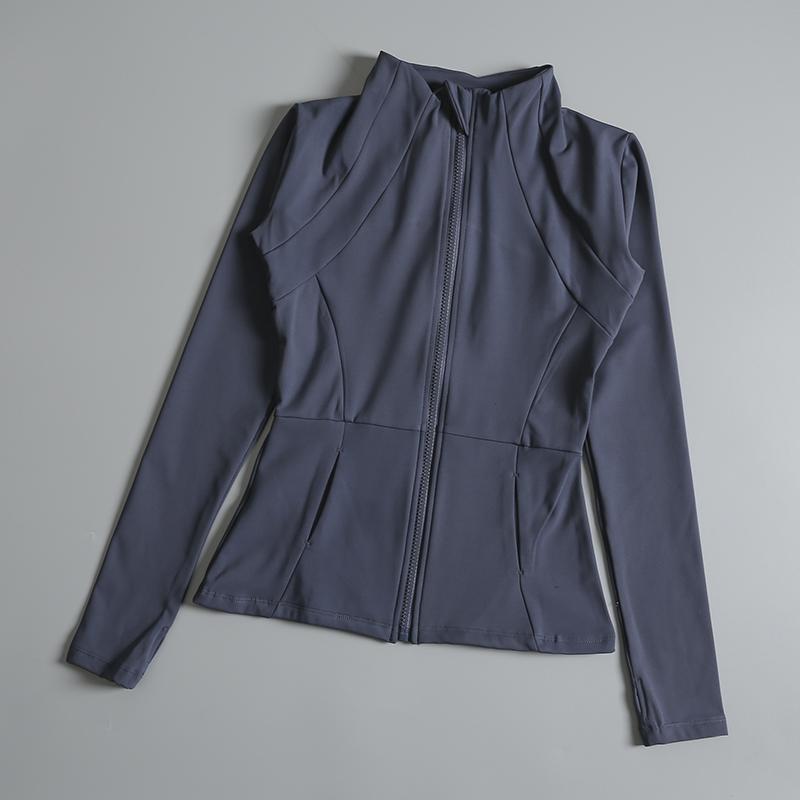 Product Introduction of New yoga wear ladies coat round high elastic loose exercise yoga fitness long sleeve stand-up collar  yoga tops 16