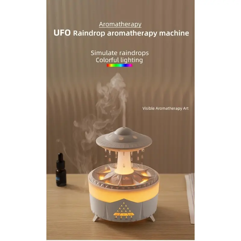 1pc Relaxing Raindrop Aromatherapy Essential Oil Diffuser Machine - LED Lighted, Dense Fog Humidification, Whisper Quiet, Auto Shut-Off, Compact Design - Perfect for Home, Office, Yoga, Meditation, and Spa Decor 6