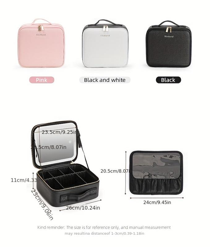 Travel Makeup Bag with LED Light Mirror 3 Color Adjustable Brightness, Waterproof Cosmetic Case Organizer with DIY Dividers, Toiletry Makeup Case Christmas Gift for Her 6