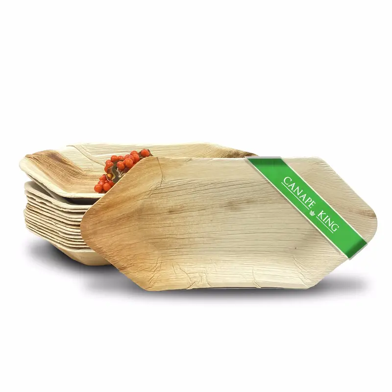 Palm Leaf Boat Bowls 30cm | Eco-Friendly Areca Palm Serving Boats | Biodegradable, Heat-Resistant, Leak-Proof Disposable Bowls for Street Food, Events, Catering, and Outdoor Food Presentation 0