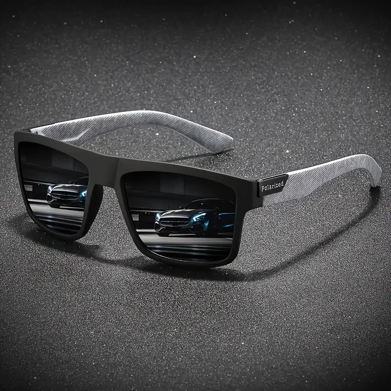 1pc Polarized Sports Glasses for Men, TAC Lens, PC Frame, Classic Square Design, Full Coverage, UV Protection, for Driving, Camping, Cycling, Hiking, Fishing, Climbing, Outdoor Activities 2