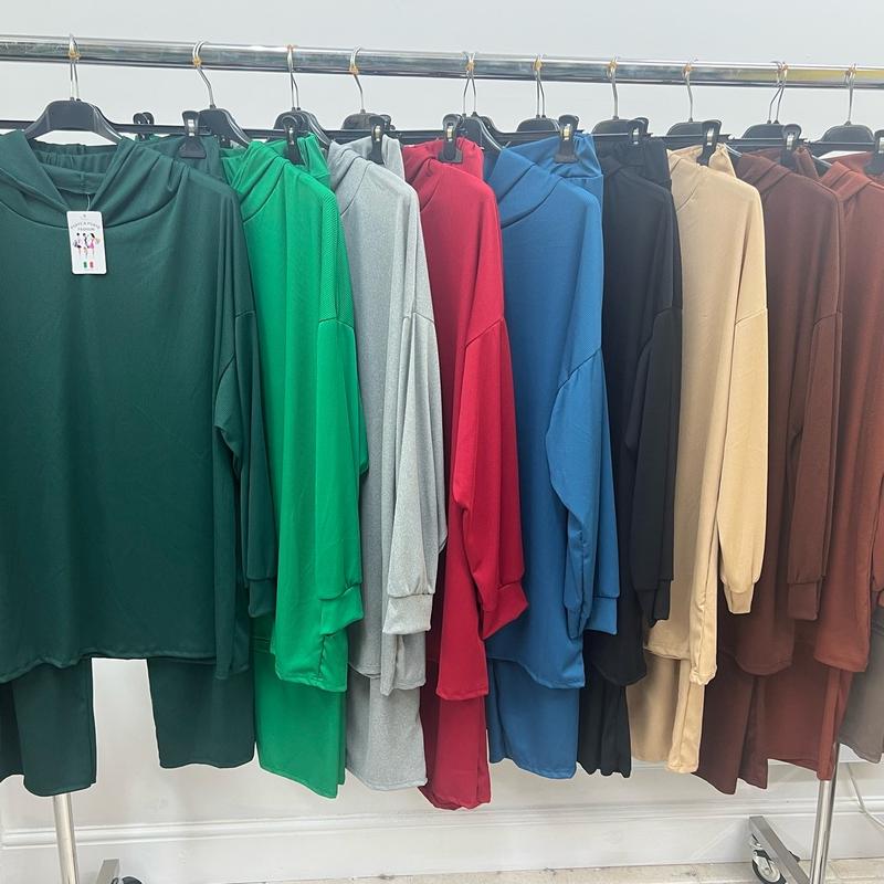 (KELLY) PORTEAPORTE FASHION - Long Sleeve  Woman’s Fashion Clothing - PLUS SIZE Lightweight Ribbed Spring Hoodie and Joggers Loungewear Suit - 10-26 Womenswear Comfortable Matching 6