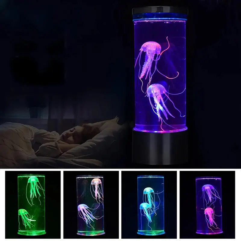 Jellyfish Lamp LED Night Light Color Changing Mood Improving Lamp Home Decoration Lights Aquarium Birthday Gift for Kids USB Charging and battery powered 1