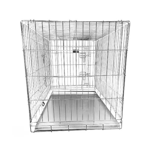 HugglePets Silver Metal Dog Puppy Cage Foldable Small 61cm Dual Door with Locks, Car Home and Travel Crate 7