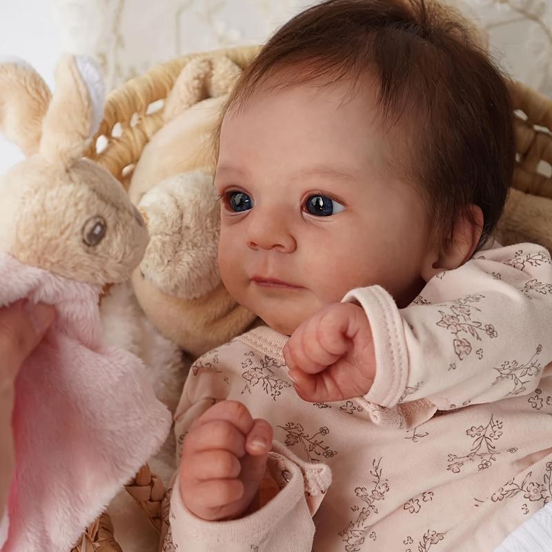 Product Introduction of Handcrafted 16" Reborn Youngsters Doll - Realistic Soft Body with Hand-Rooted Brown Hair & Painted Veins, Includes Birth Certificate - Perfect Christmas Gift for Youngsters 0