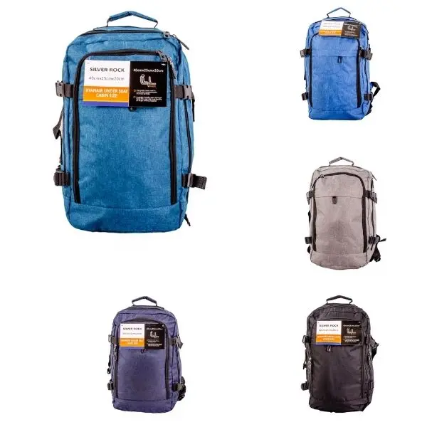 Black Ryanair Underseat Cabin-Friendly Rucksack with Multiple Zipper Compartments - Perfect Travel Bag for Budget Airlines, Lightweight, Spacious, and Convenient for Onboard Essentials