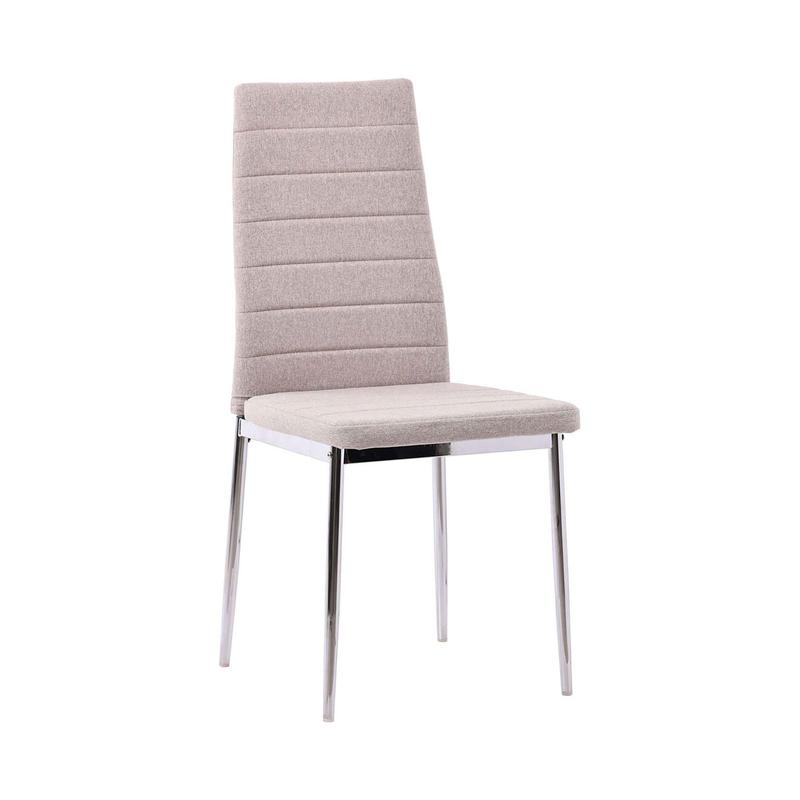 Set of 2 Lido Dining Chair in Sand Colour Fabric with Chrome Legs room 1