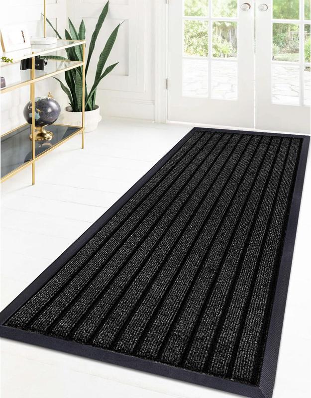 Large Heavy Duty Rubber Barrier Non Slip Door Mat Hall Kitchen Floor Runner Rubber Mats Hallway Bedroom Non-slip Anti-skid Indoor Black 5